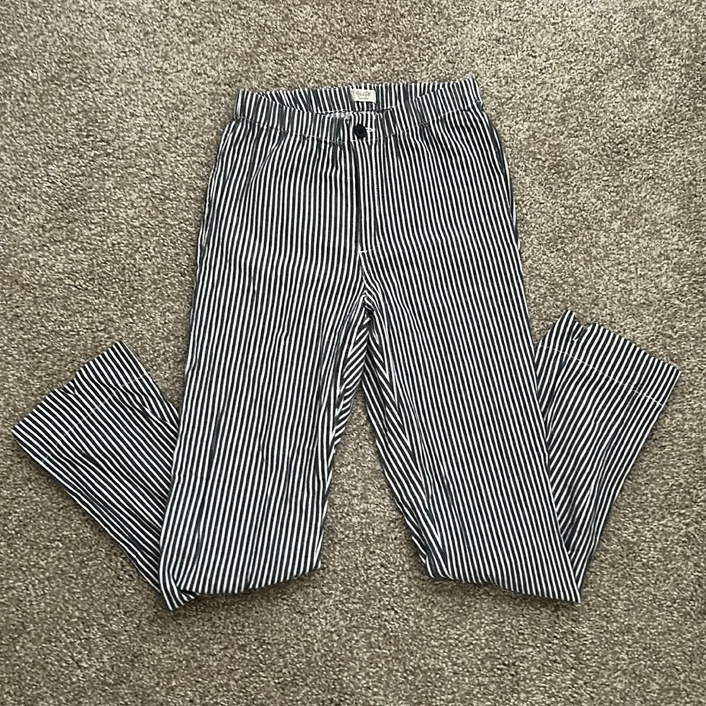 John Galt White and Navy Blue striped Pants: One Size